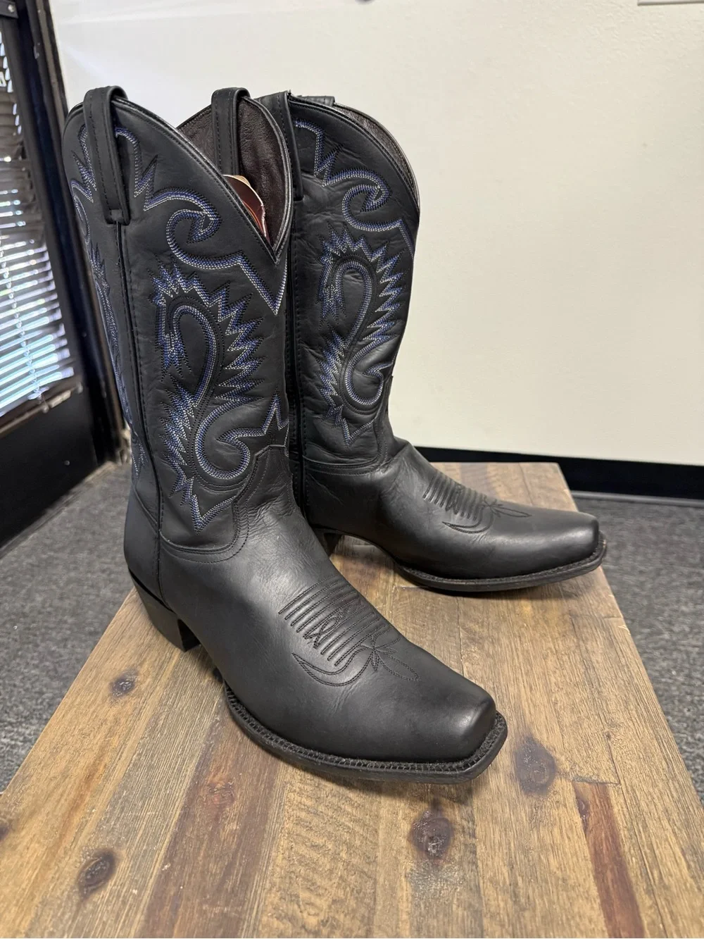CABORCA Men’s Western Boots - Square Toe Cowboy Black Size 12